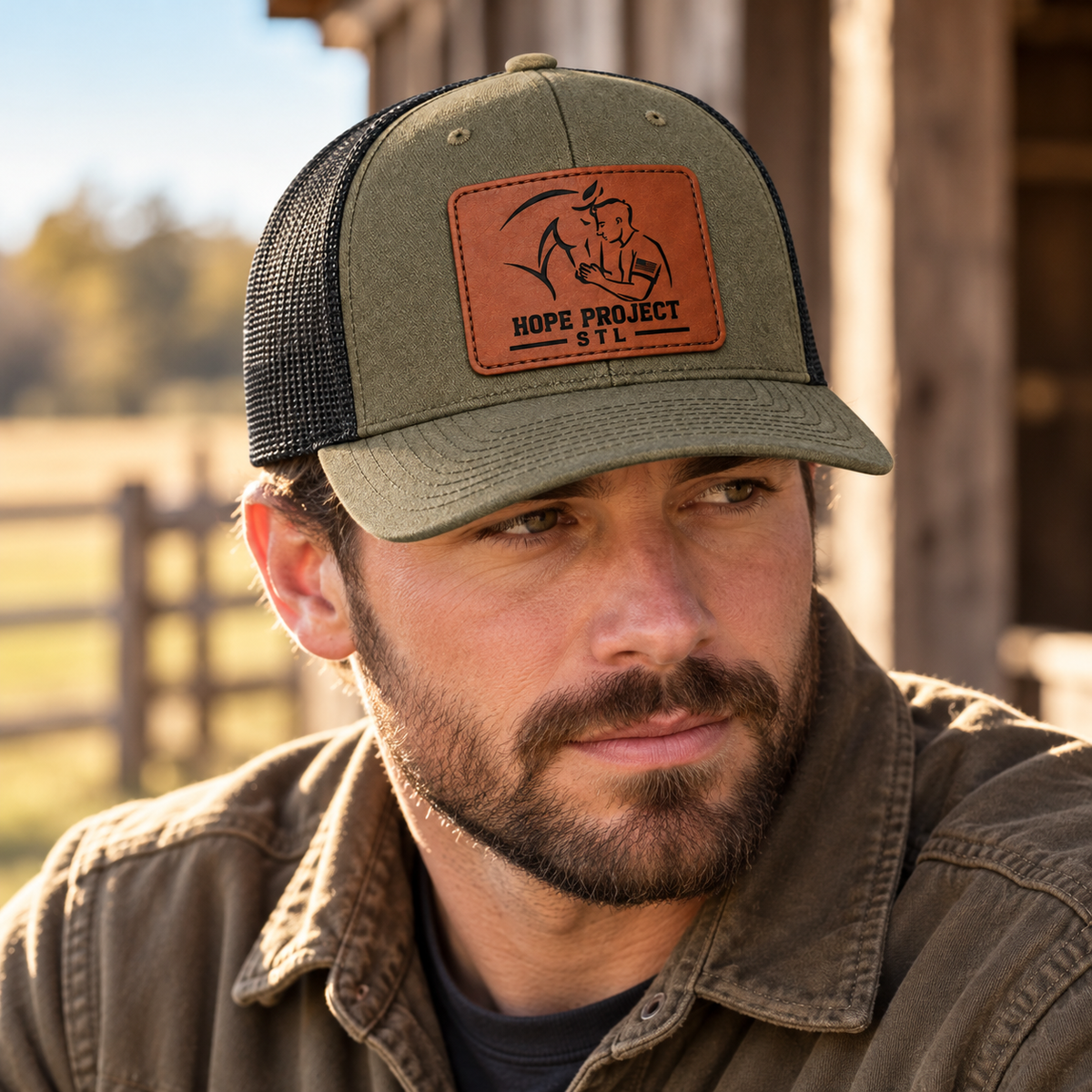 Hope Project STL Richardson 112 Leather Patch Hat – Loden/Black